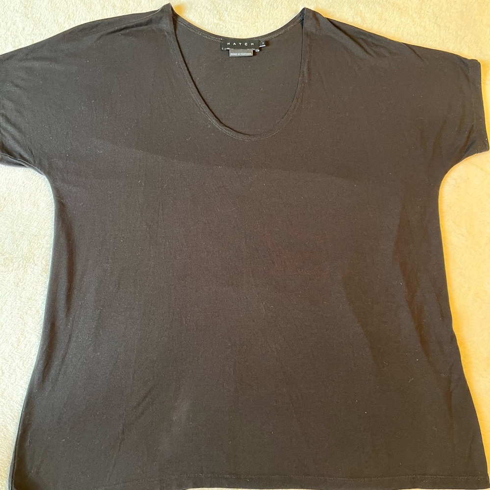HATCH Black Dolman Sleeve Maternity Top Size Large Made in Portugal